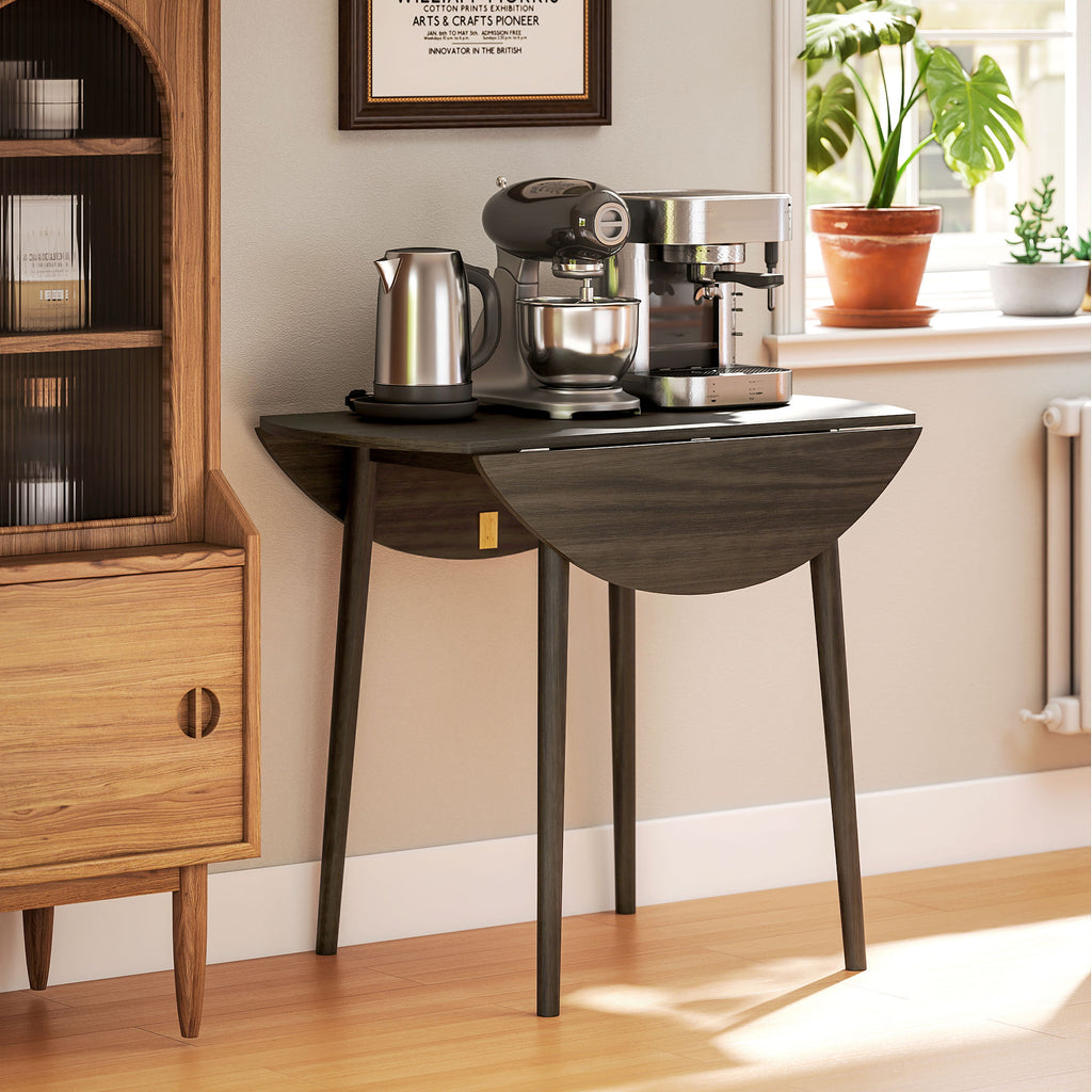 Folding Dining Table, Round Drop Leaf Table for Small Spaces