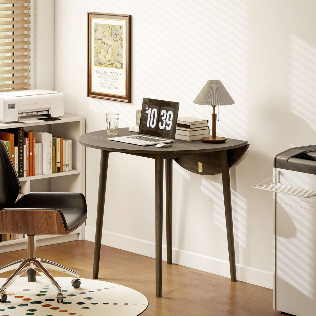 Folding Dining Table, Round Drop Leaf Table for Small Spaces