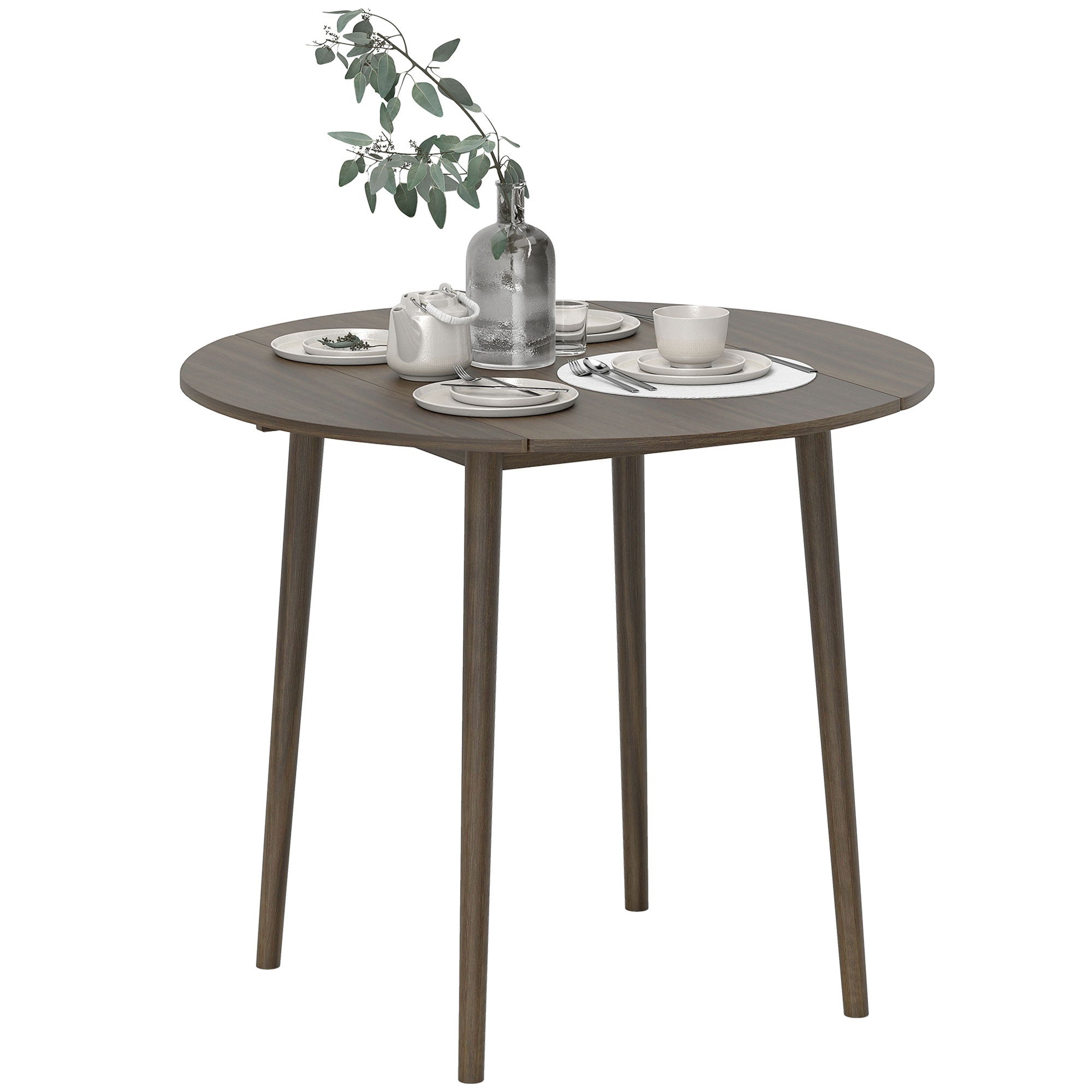 Folding Dining Table, Round Drop Leaf Table for Small Spaces