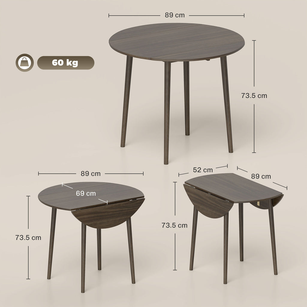 Folding Dining Table, Round Drop Leaf Table for Small Spaces