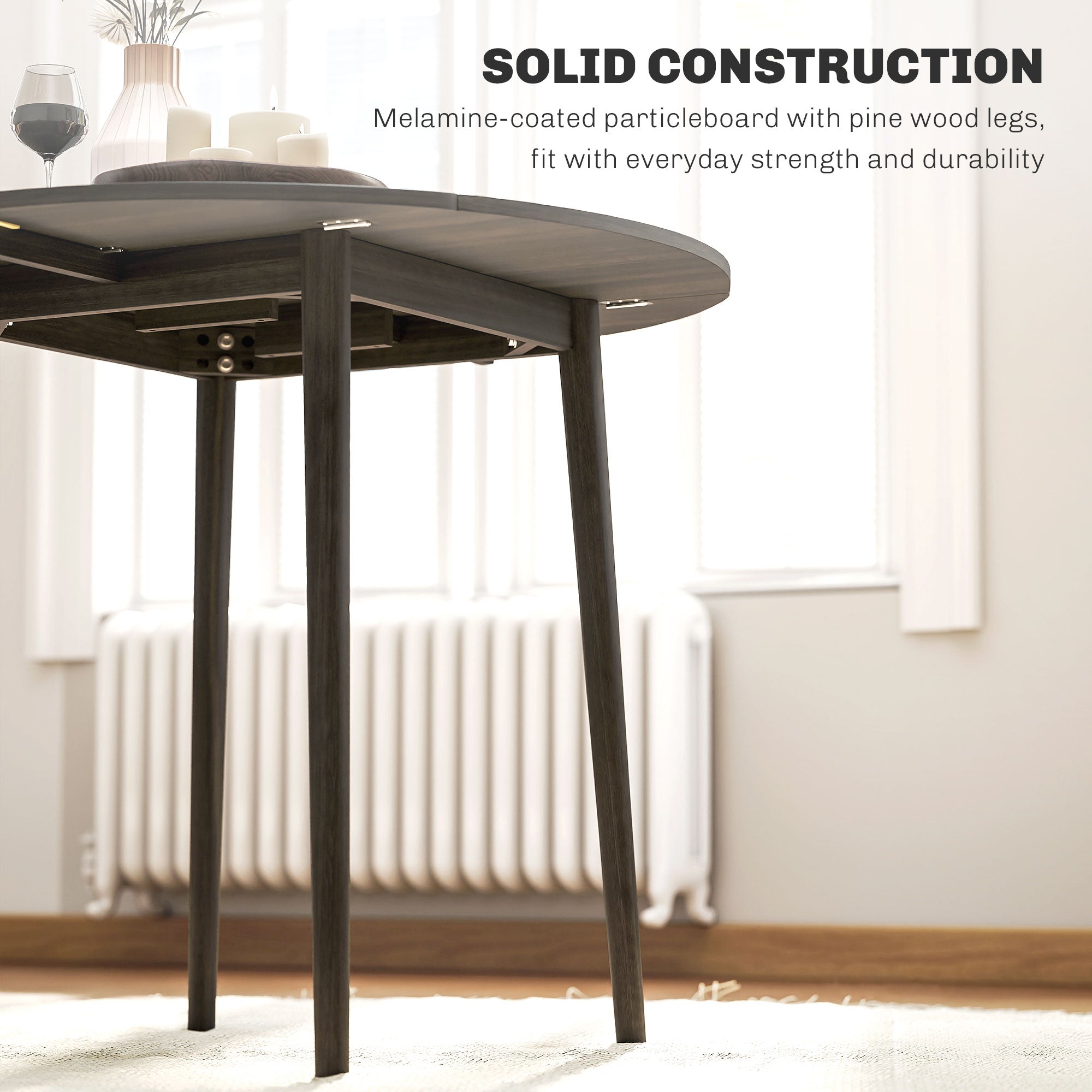 Folding Dining Table, Round Drop Leaf Table for Small Spaces
