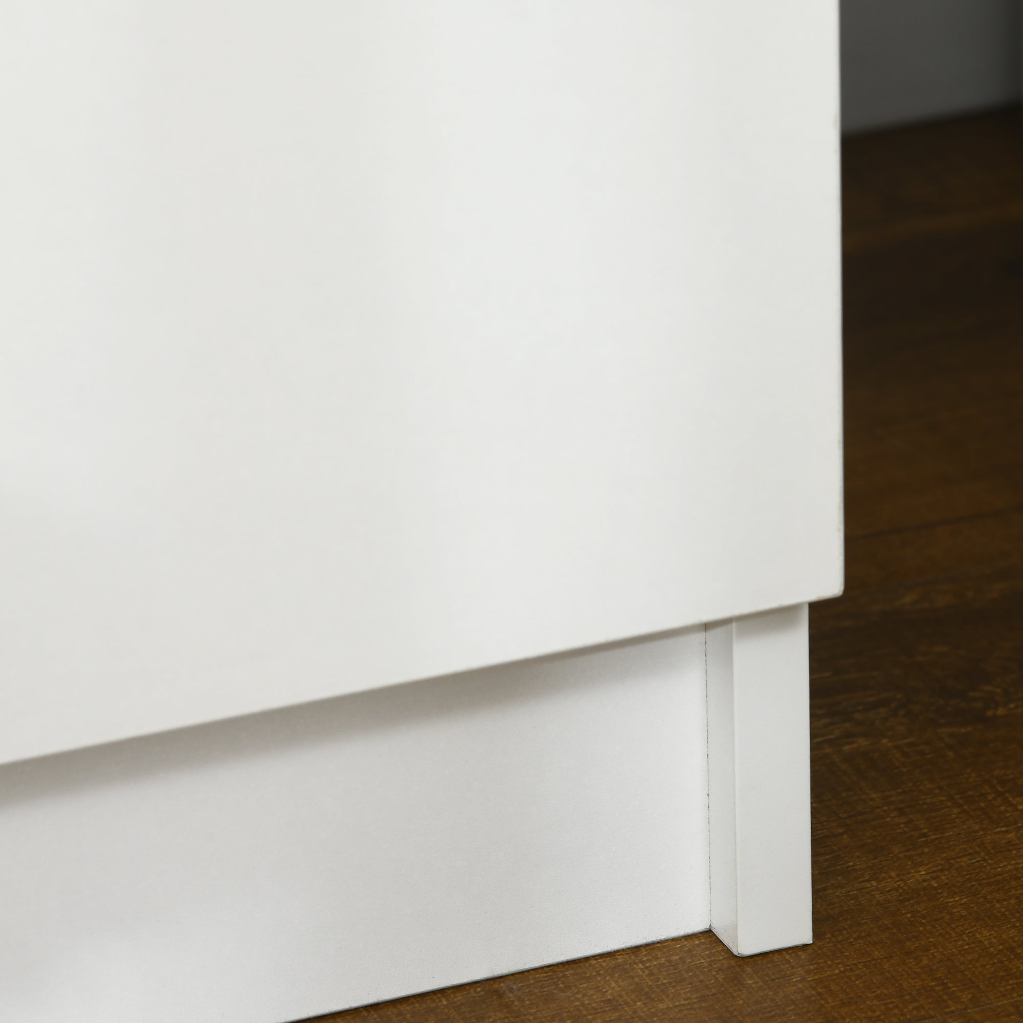 Bedside Table, High Gloss Front Bedside Cabinet w/ LED Light, 2 Drawers