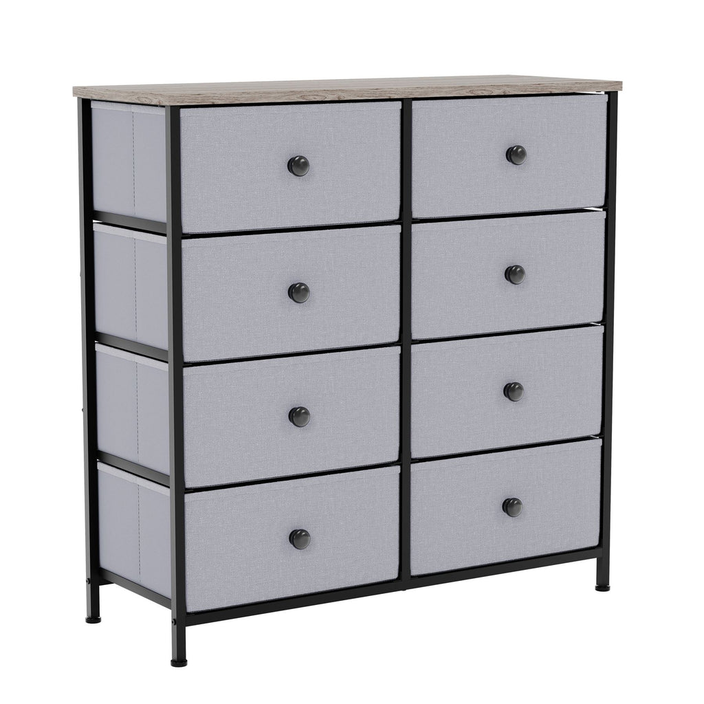Modern Fabric Chest of Drawers Storage 'UKFR' Beige & Grey Bedroom Furniture