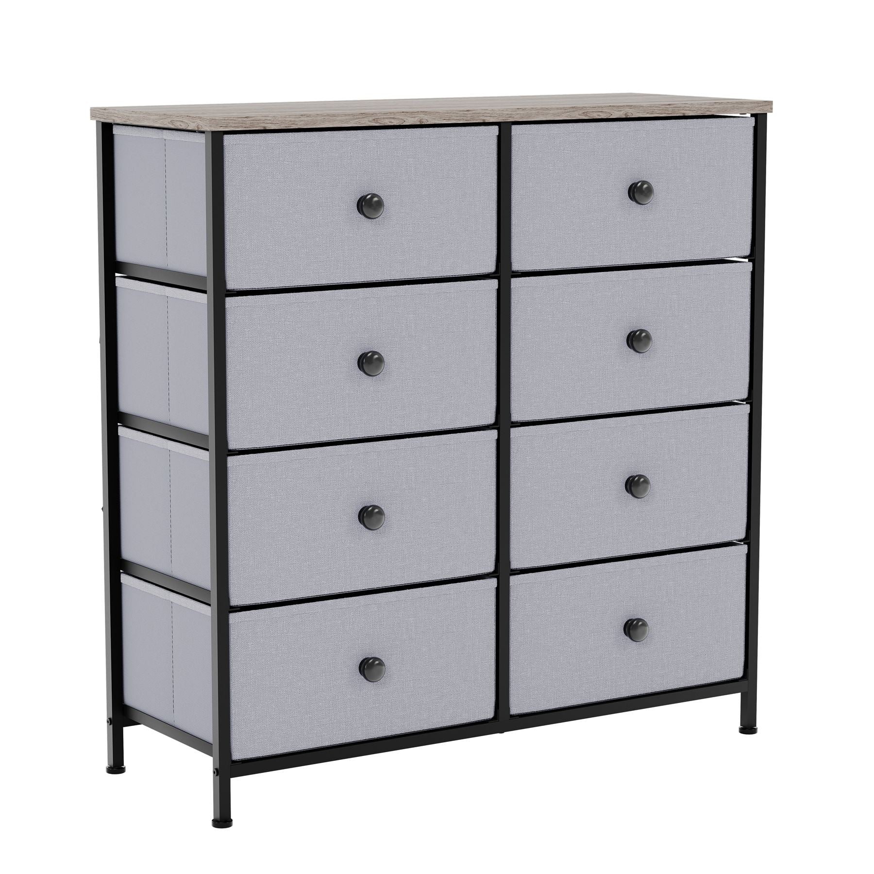 Modern Fabric Chest of Drawers Storage 'UKFR' Beige & Grey Bedroom Furniture