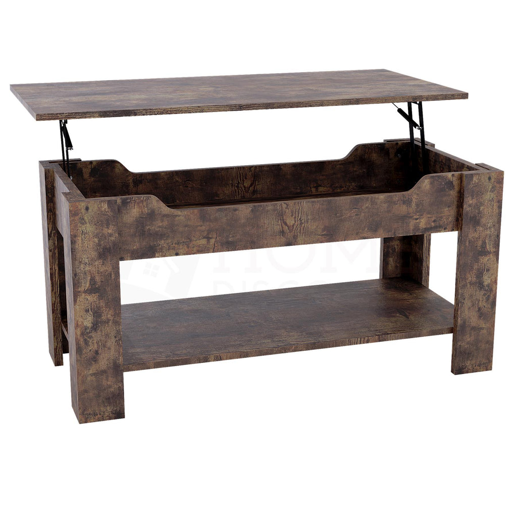 Wooden Coffee Table Lift Up Storage Top With Shelf Living Room Furniture