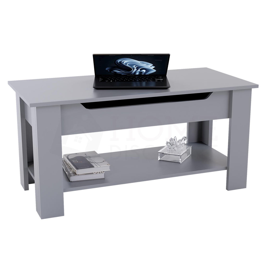 Wooden Coffee Table Lift Up Storage Top With Shelf Living Room Furniture