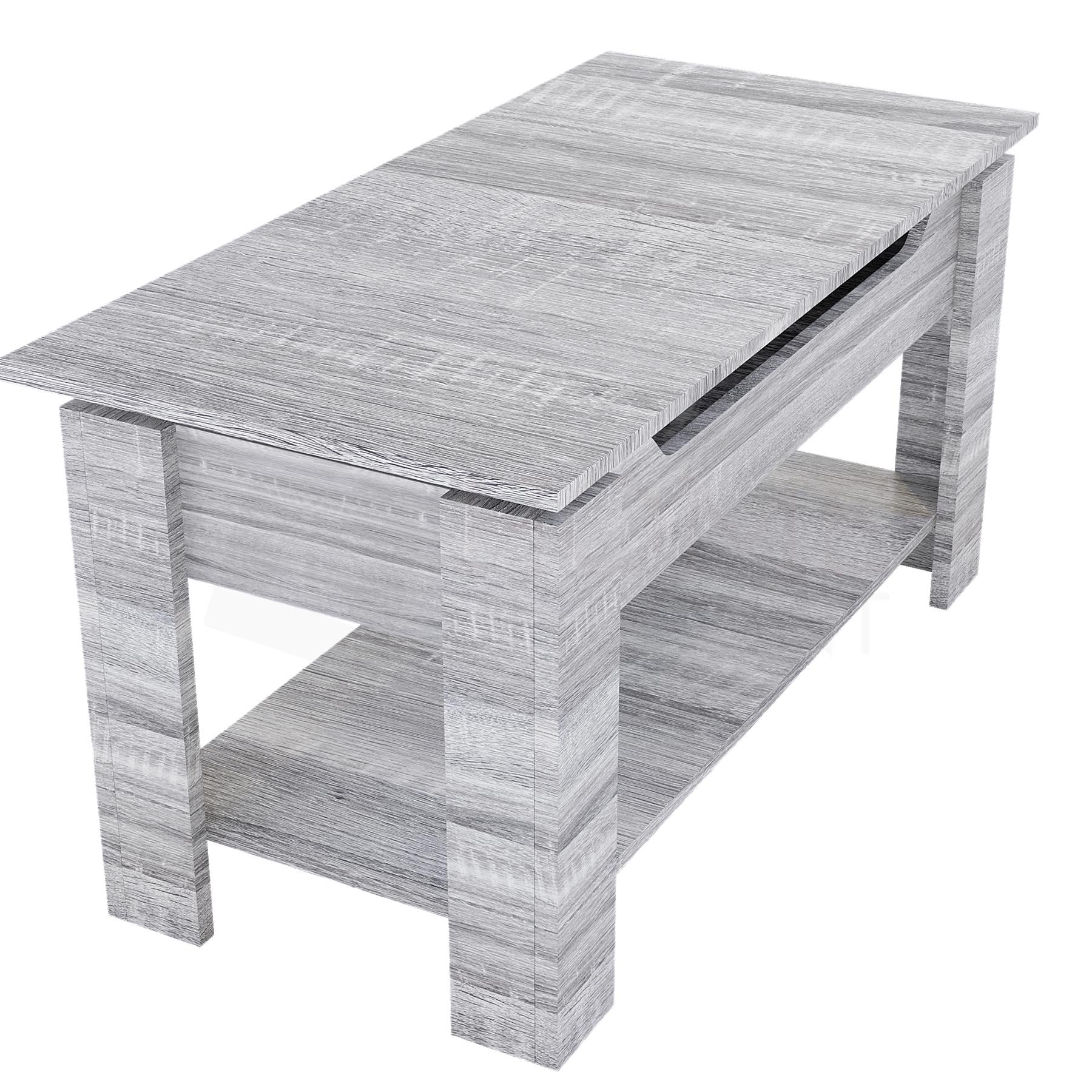 Wooden Coffee Table Lift Up Storage Top With Shelf Living Room Furniture