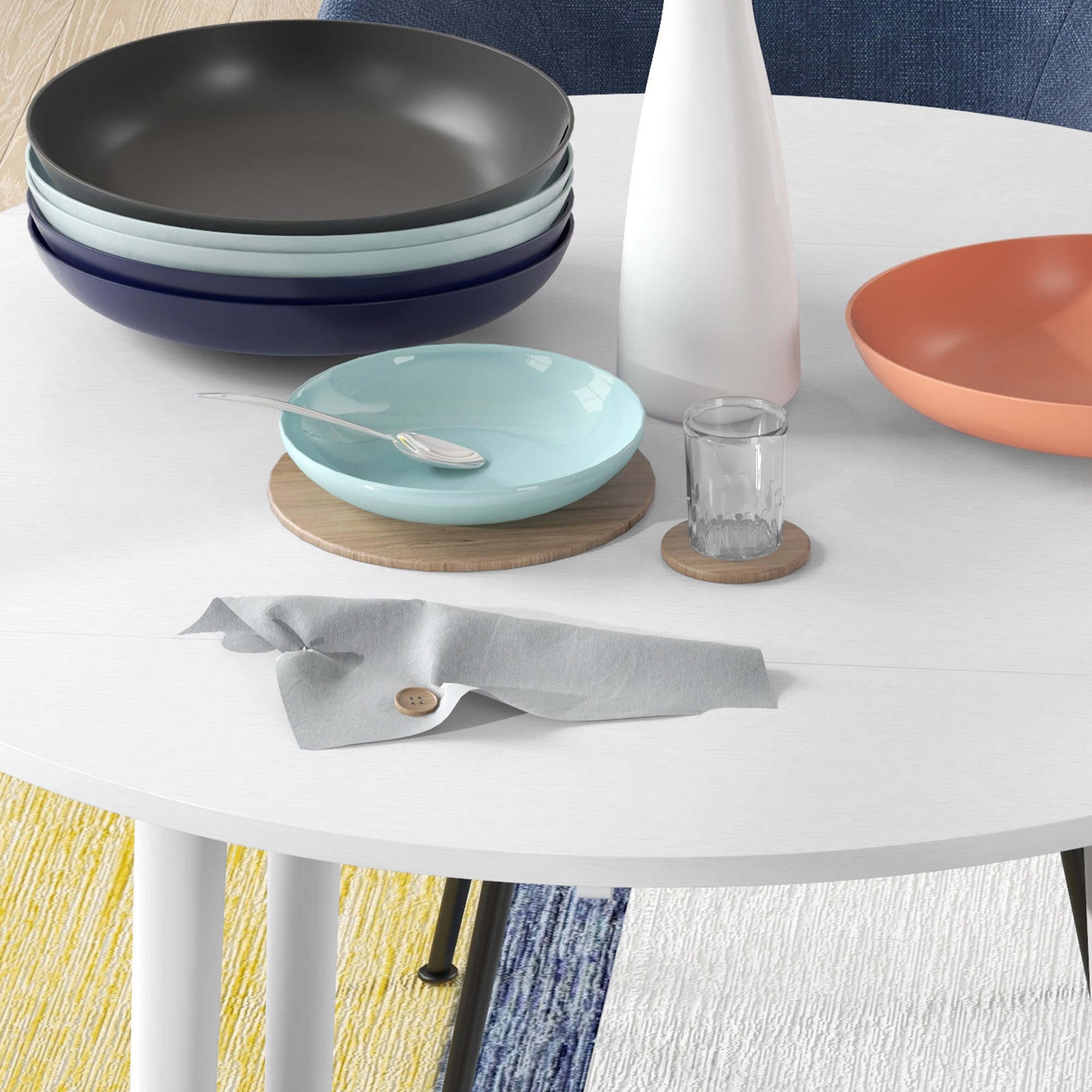 Folding Dining Table, Round Drop Leaf Table for Small Spaces