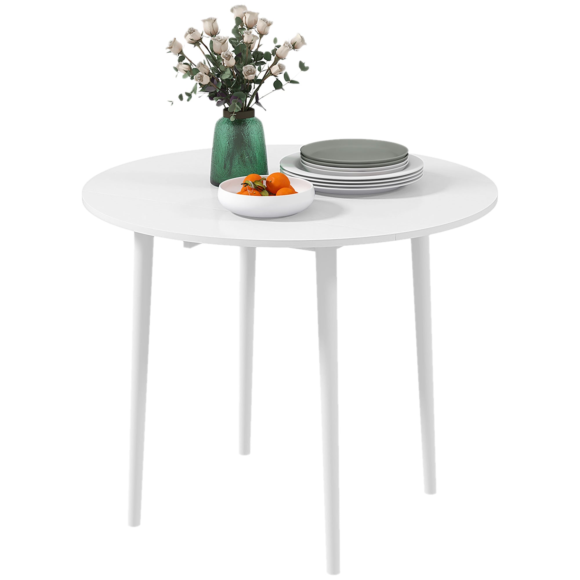 Folding Dining Table, Round Drop Leaf Table for Small Spaces