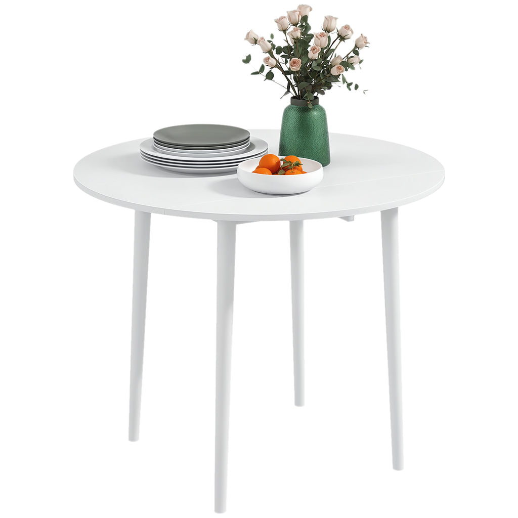 Folding Dining Table, Round Drop Leaf Table for Small Spaces