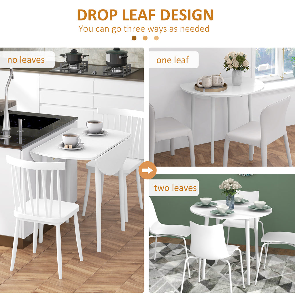 Folding Dining Table, Round Drop Leaf Table for Small Spaces