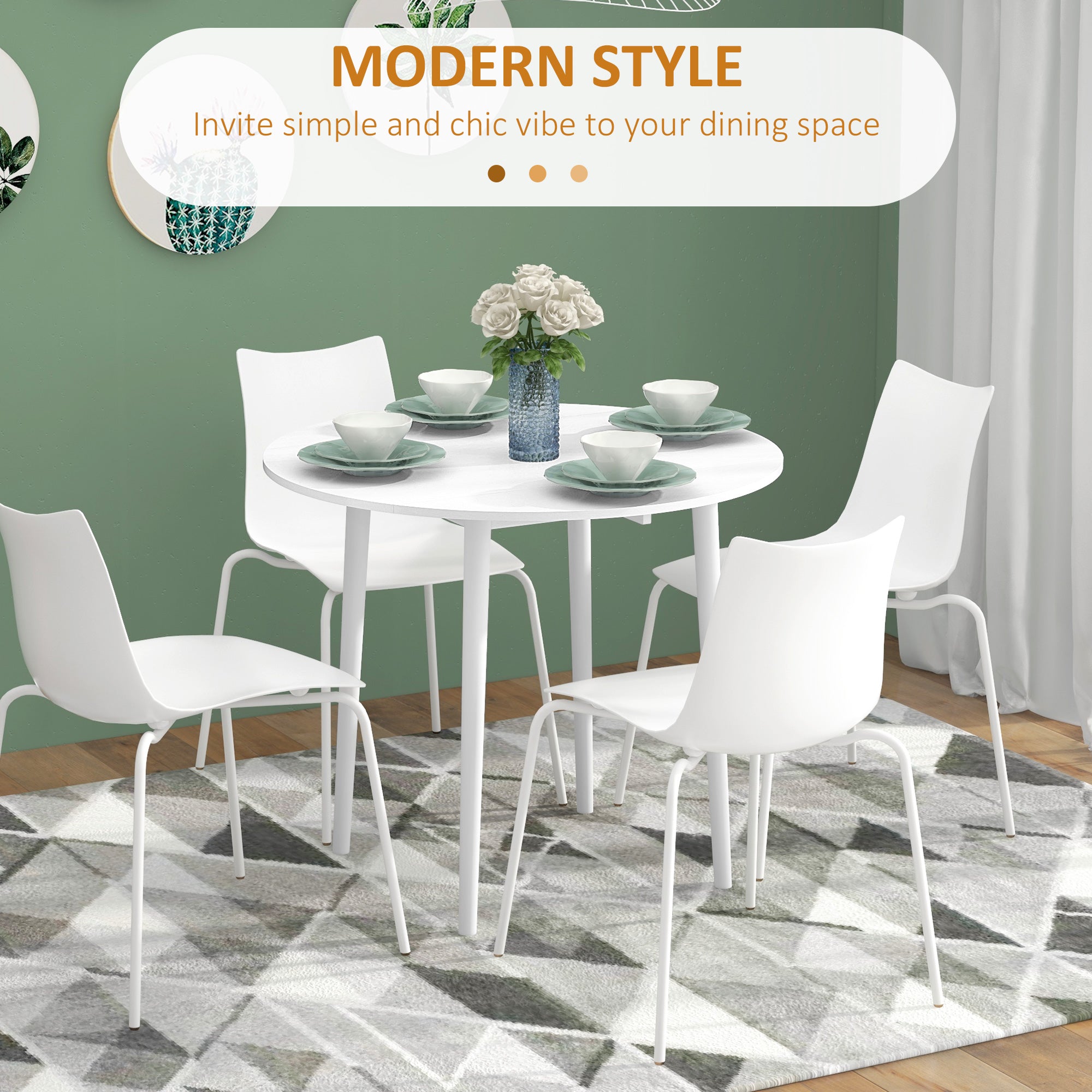 Folding Dining Table, Round Drop Leaf Table for Small Spaces