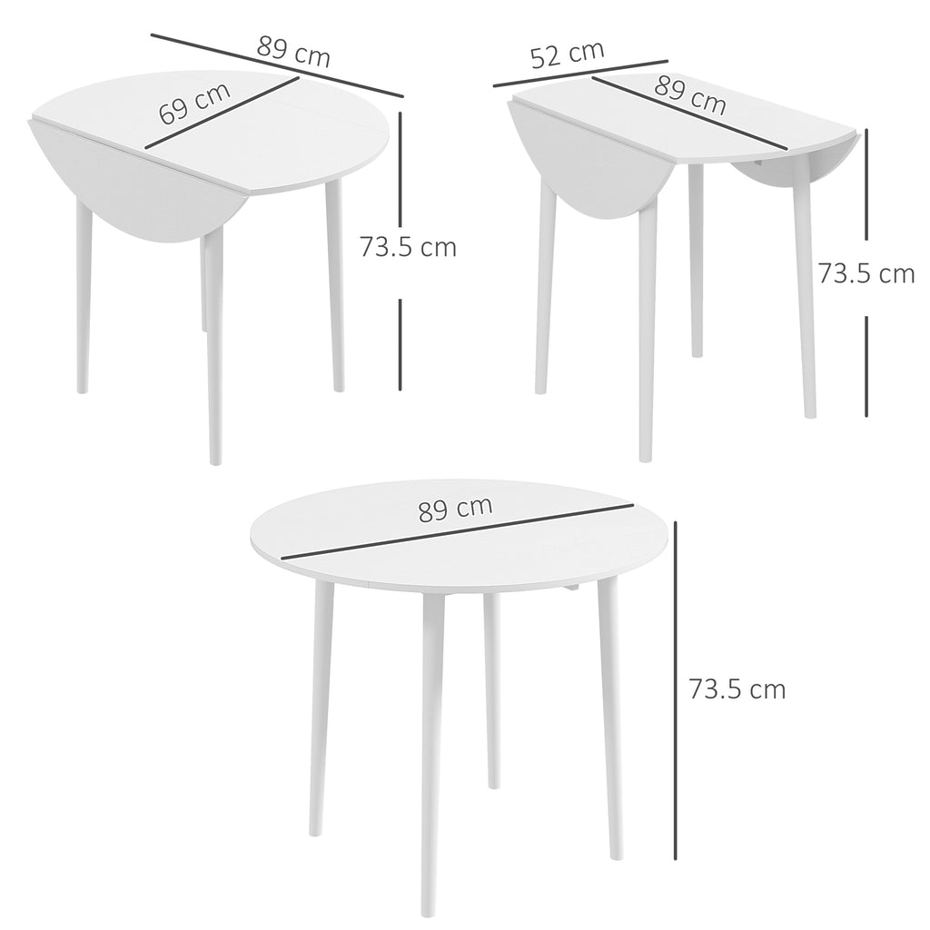 Folding Dining Table, Round Drop Leaf Table for Small Spaces