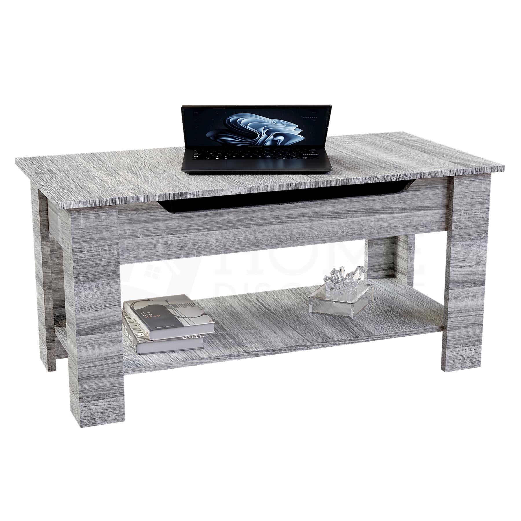 Wooden Coffee Table Lift Up Storage Top With Shelf Living Room Furniture