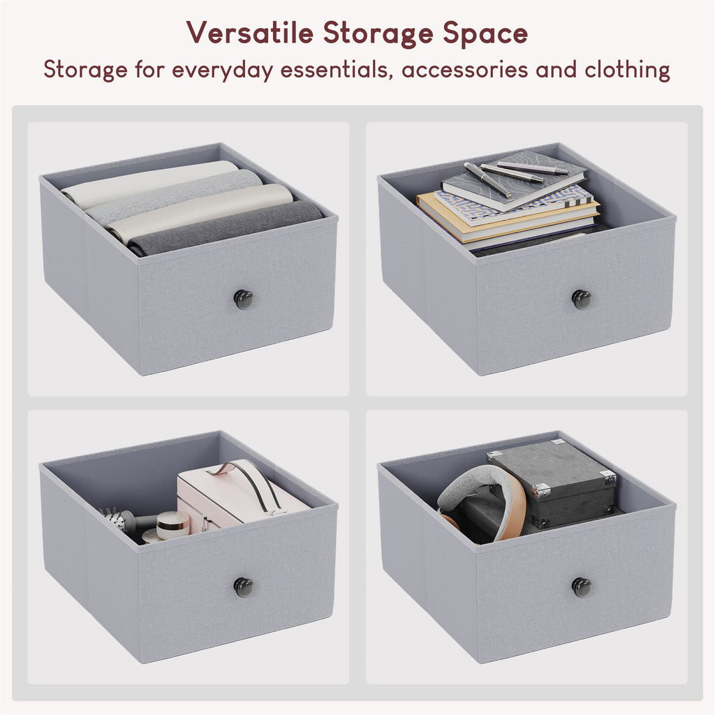 Modern Fabric Chest of Drawers Storage 'UKFR' Beige & Grey Bedroom Furniture