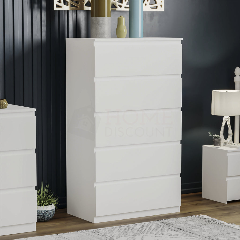 Modern White Chest of Drawers Bedroom Furniture Storage Bedside 2 to 8 Drawers