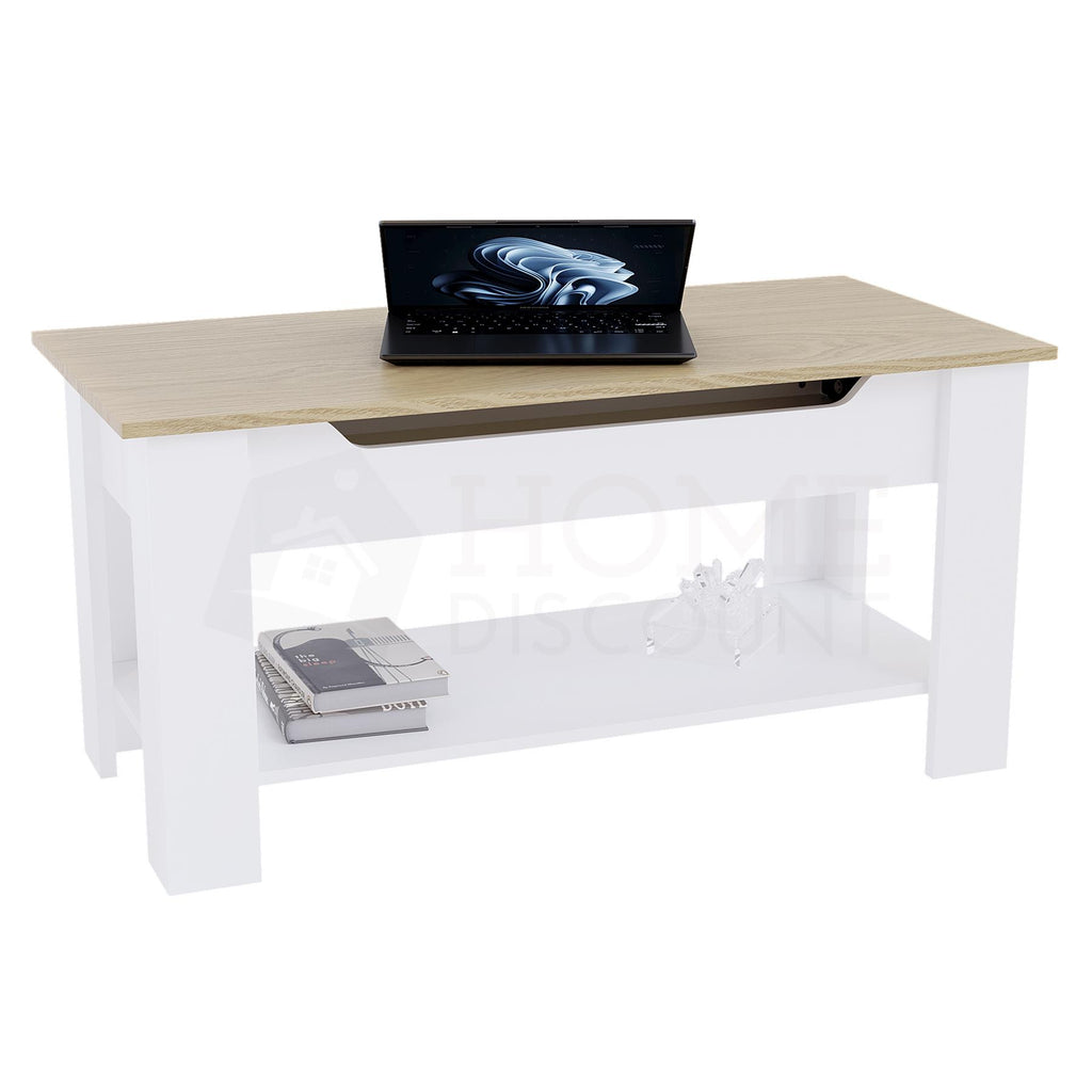 Wooden Coffee Table Lift Up Storage Top With Shelf Living Room Furniture