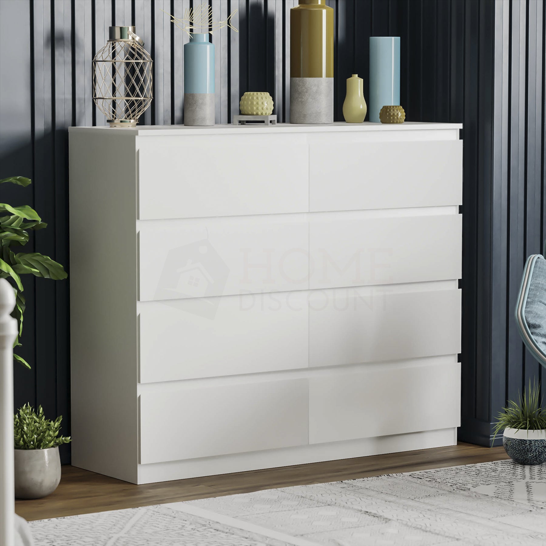 Modern White Chest of Drawers Bedroom Furniture Storage Bedside 2 to 8 Drawers