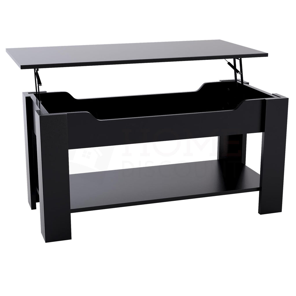 Wooden Coffee Table Lift Up Storage Top With Shelf Living Room Furniture