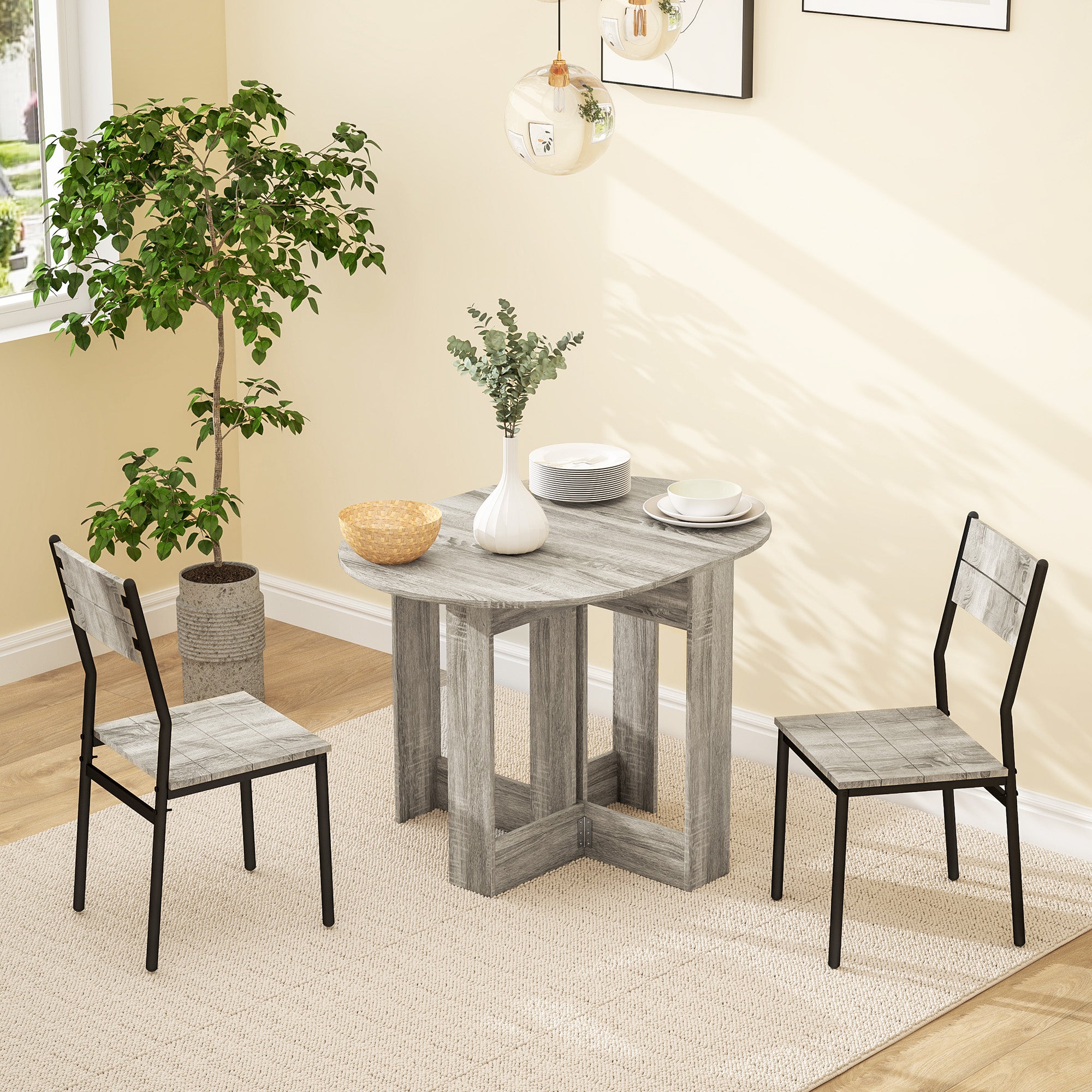 Folding Drop Leaf Dining Table Space-saving Kitchen Table for Small Space