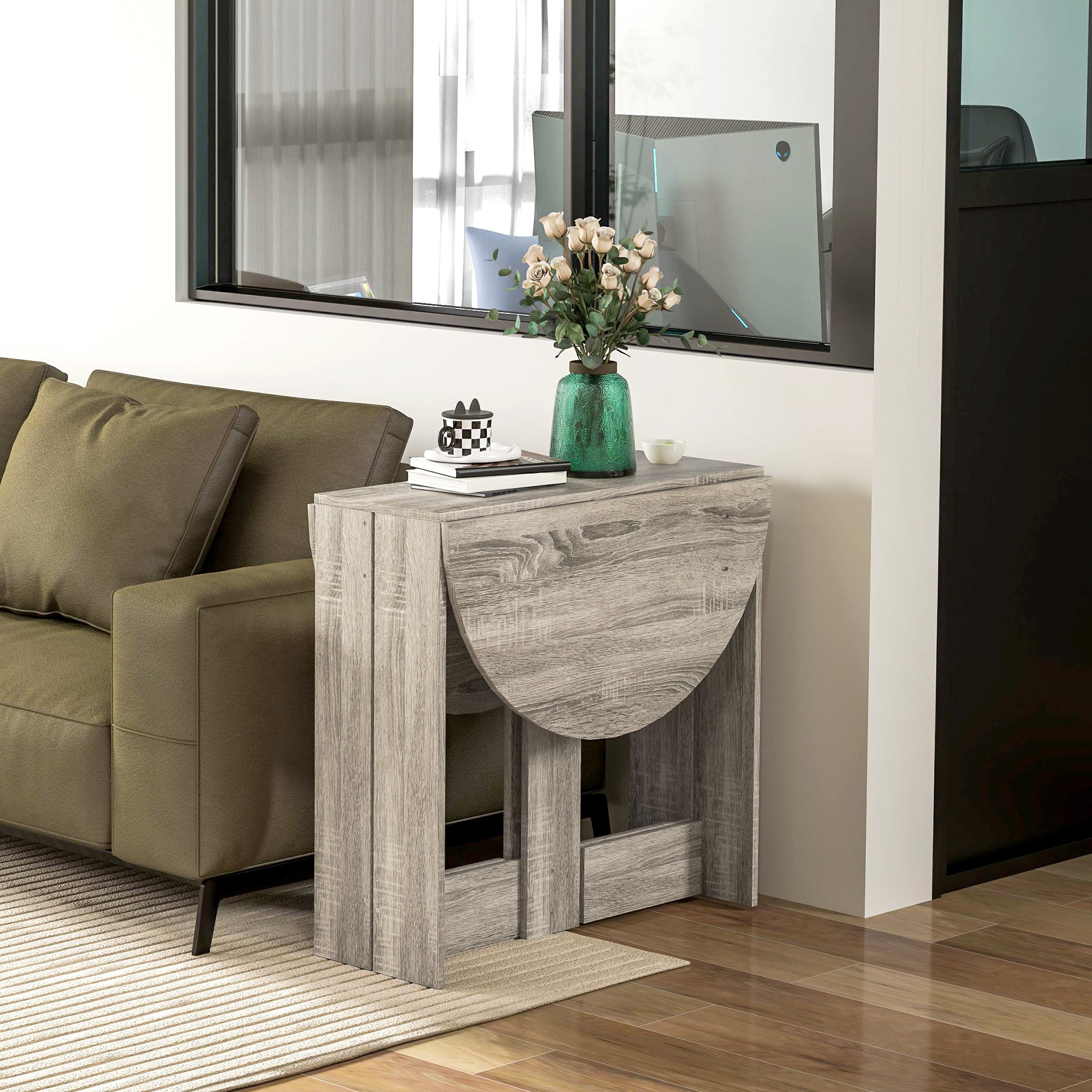 Folding Drop Leaf Dining Table Space-saving Kitchen Table for Small Space