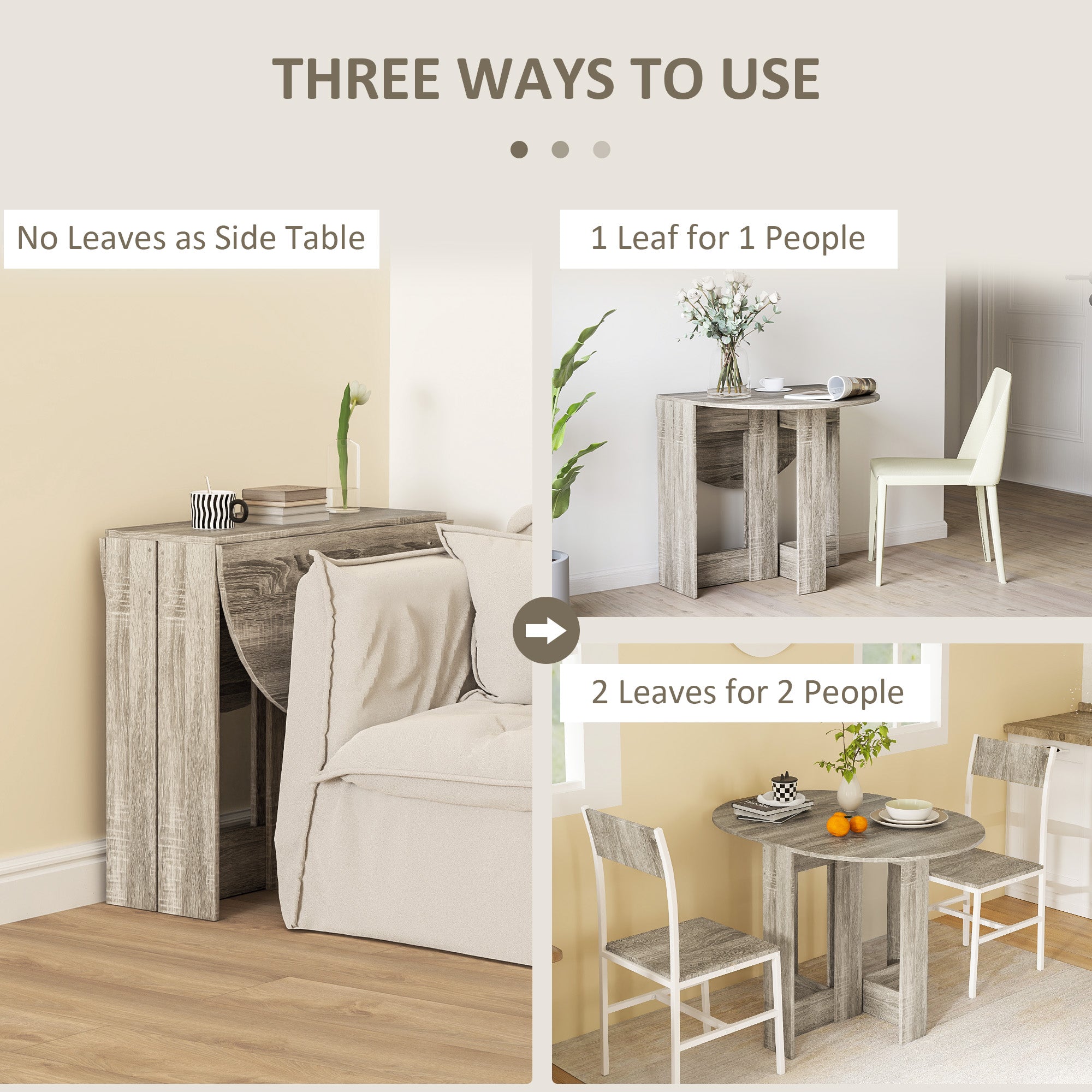 Folding Drop Leaf Dining Table Space-saving Kitchen Table for Small Space