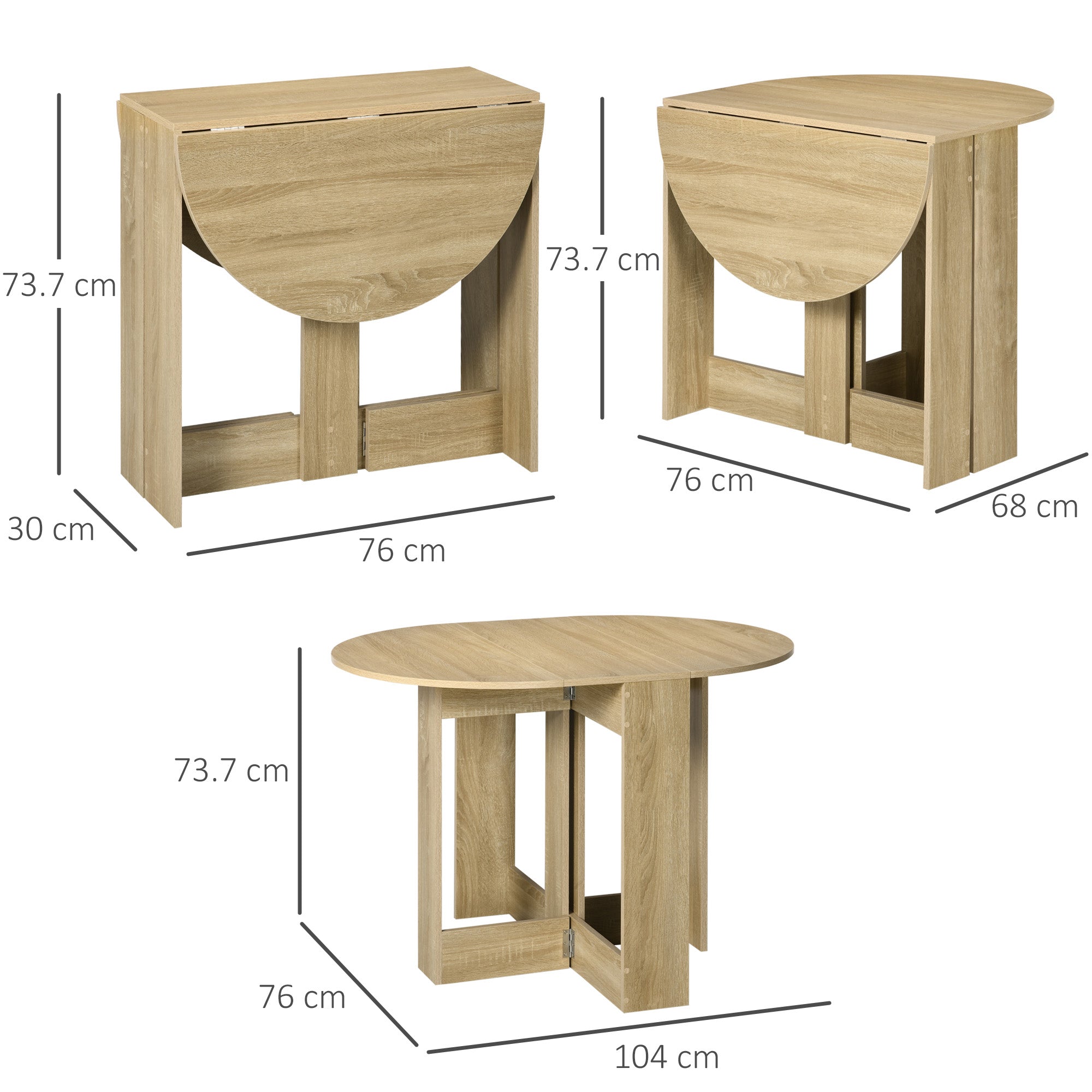 Folding Drop Leaf Dining Table Space-saving Kitchen Table for Small Space