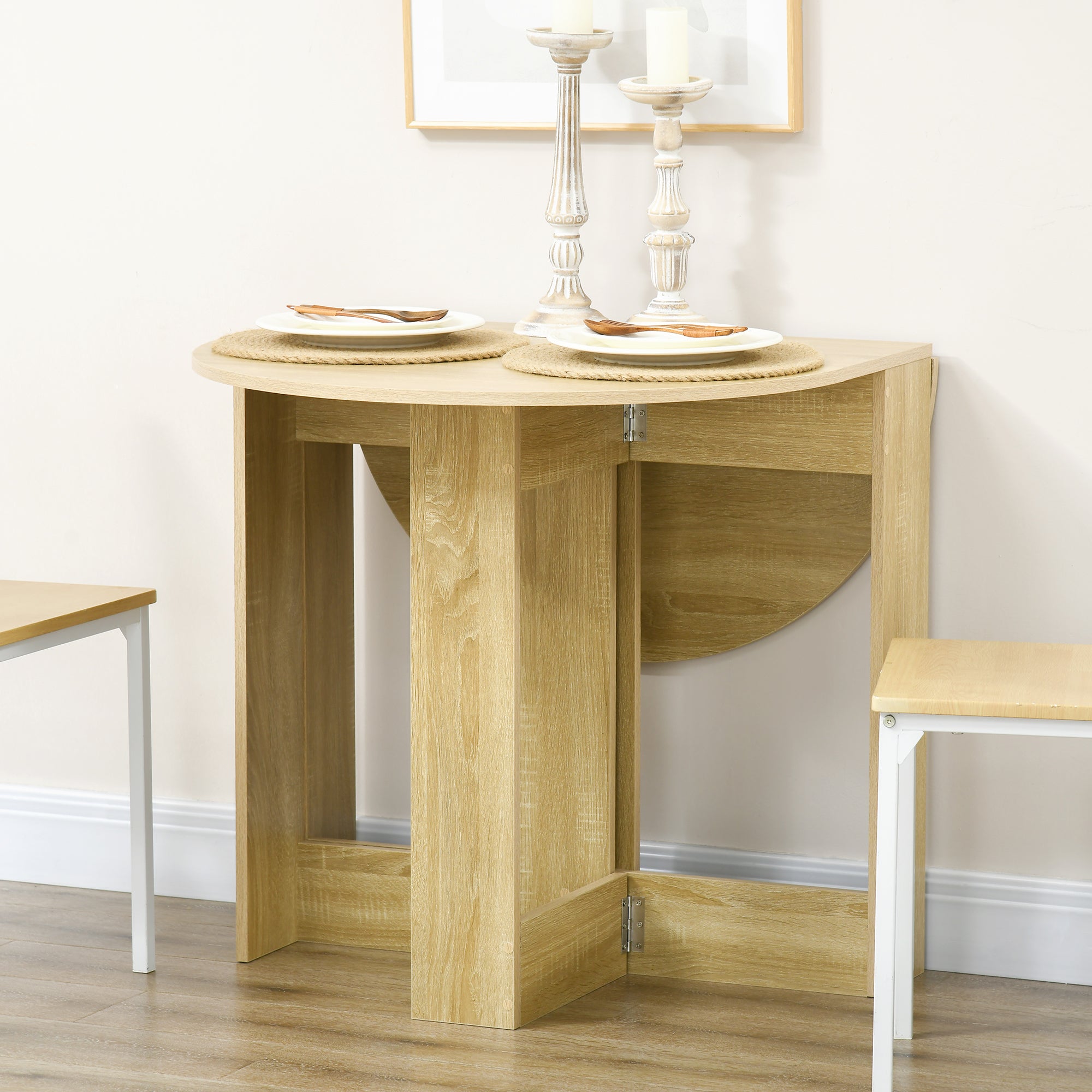 Folding Drop Leaf Dining Table Space-saving Kitchen Table for Small Space