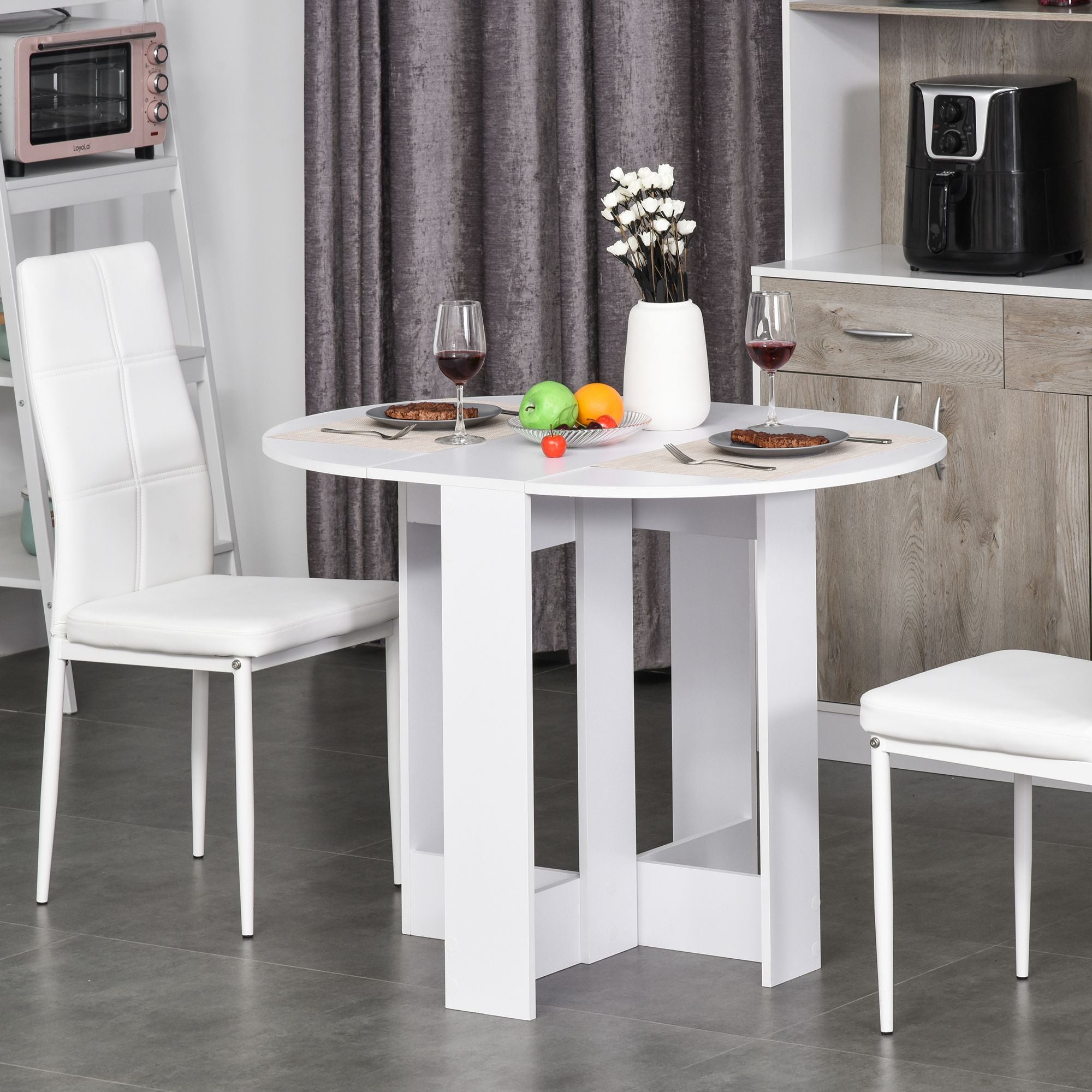 Folding Drop Leaf Dining Table Space-saving Kitchen Table for Small Space