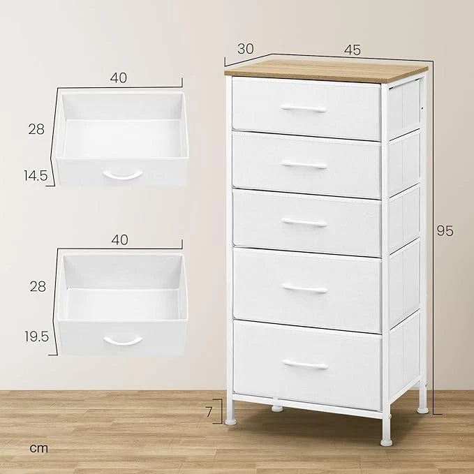 Chest of Drawers Bedroom Furniture Storage Bedside Cabinet 5 Drawers 6 Colours