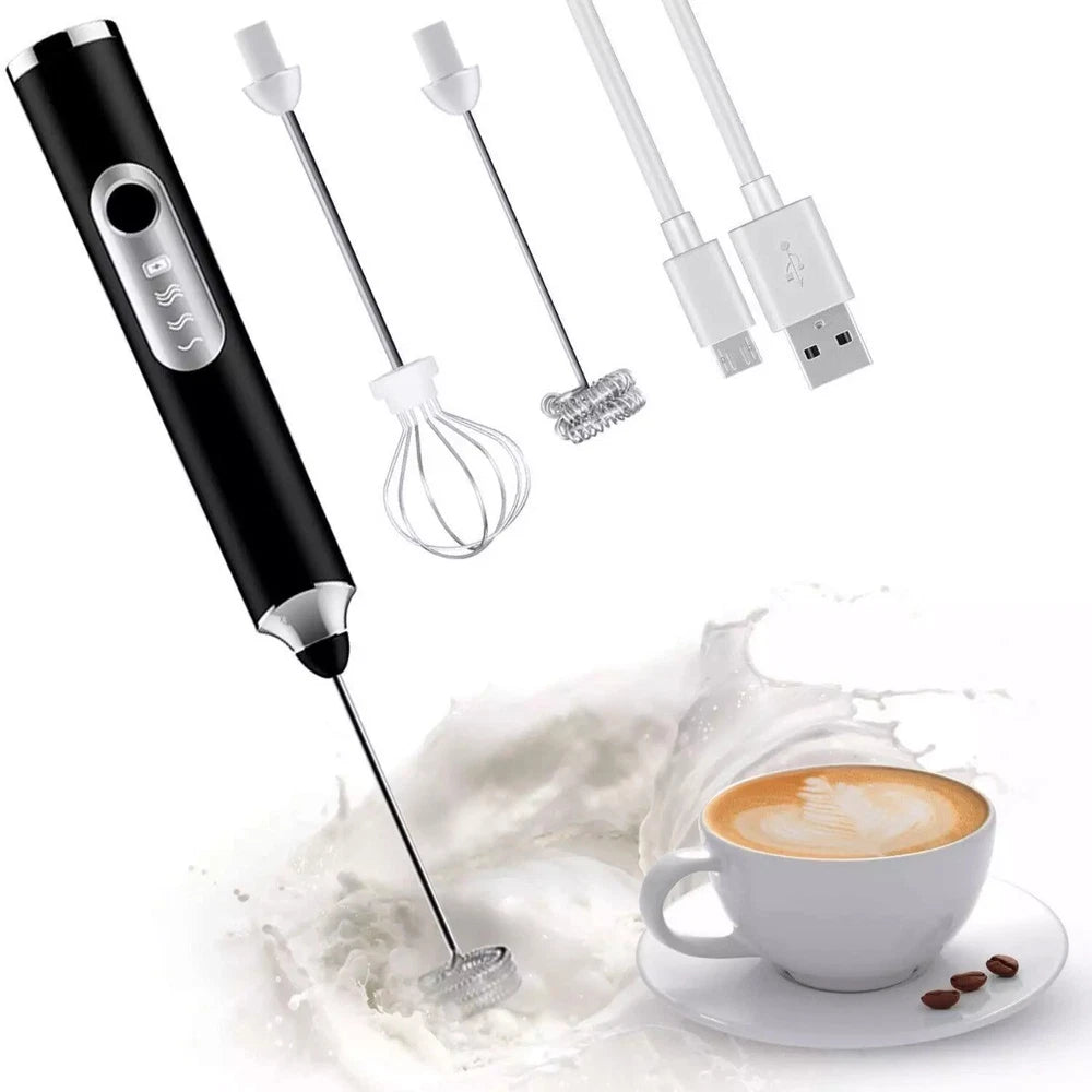 USB Rechargeable Milk Coffee Frother Whisk Egg Beater Handheld Frappe Mixer New
