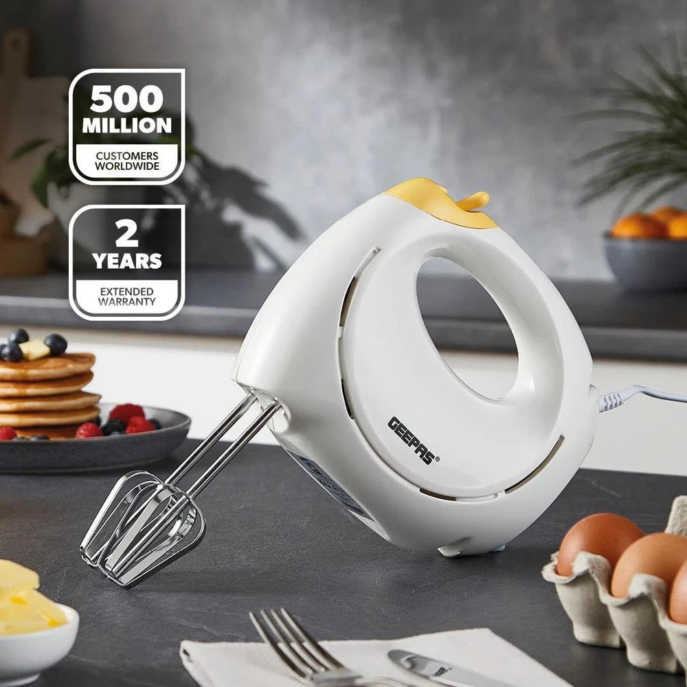Hand Mixer Food Whisk 7 Speeds & Turbo Kitchen Dough Hooks Geepas