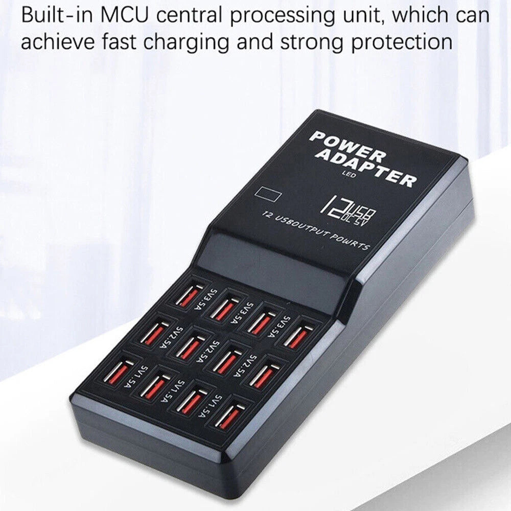 12Ports USB Multi Charger Travel Wall AC Adapter UK Plug Hub Charging Station UK
