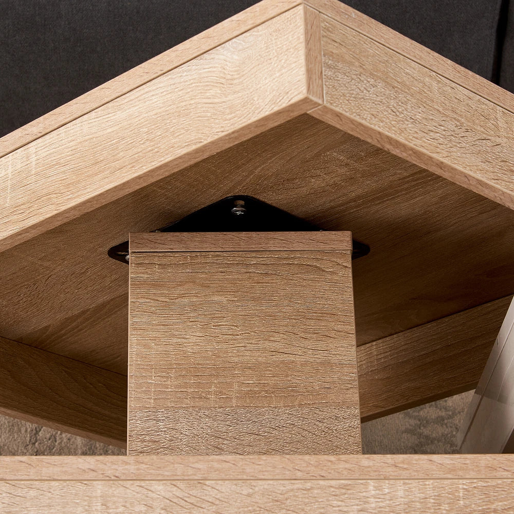 360° Rotating Coffee Table Rectangle w/LED Lights for Living Room