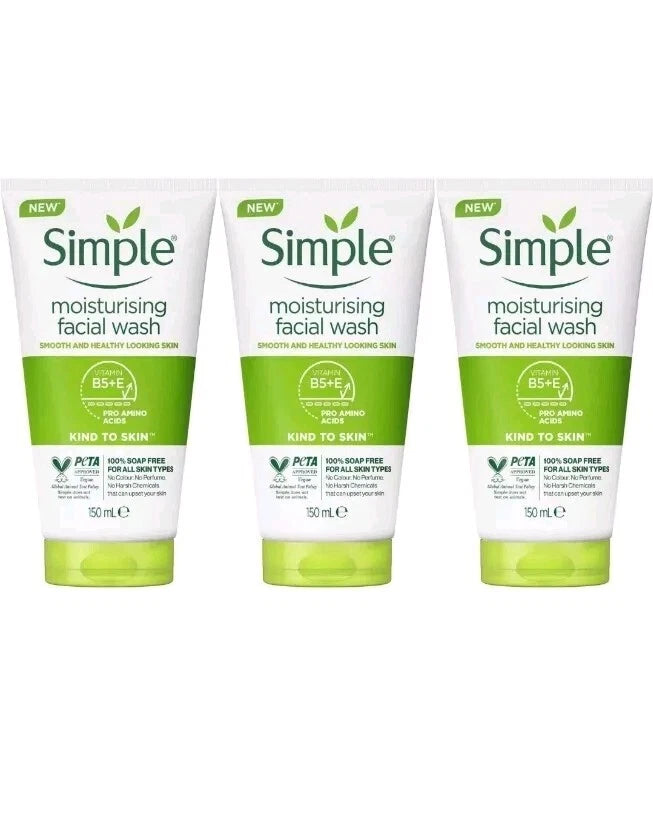 Simple Foaming Face Wash Moisturising 150ml Pack 3 BARGAIN