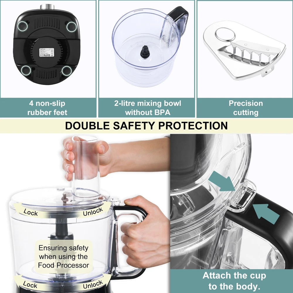 8 in1 Food Processor Chopper Mixer Electric Large Fruit Vegetable Blender Juicer