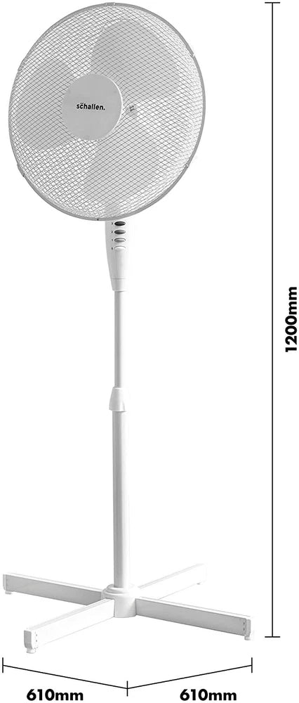 Schallen 16" Electric Oscillating Floor Standing Tall Pedestal Air Cooling Fan