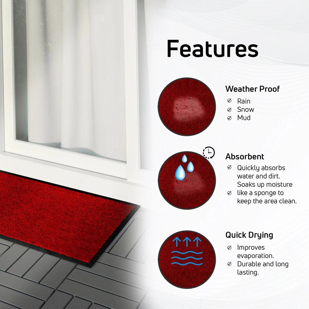 Door Mat Heavy Duty Barrier Rubber Entrance Non-Slip Floor Rugs Kitchen Runner
