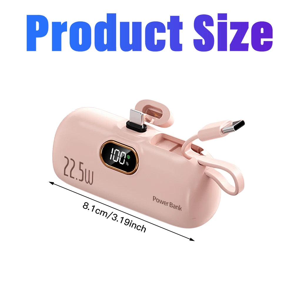 8000mah Mini Power Bank Portable Dual Connector For USB C & iPhone Fast Charger