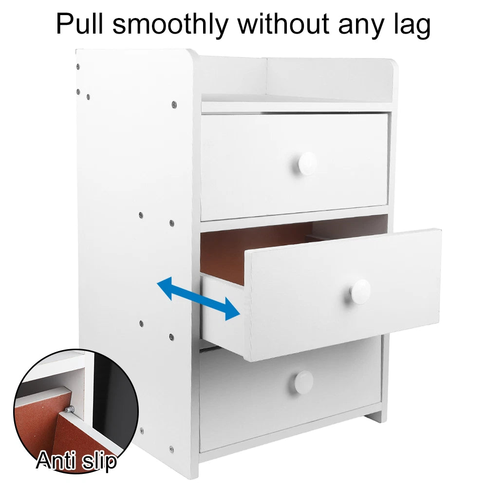 3 Drawer Wooden Bedroom Bedside Cabinet Furniture Storage Nightstand Side Table