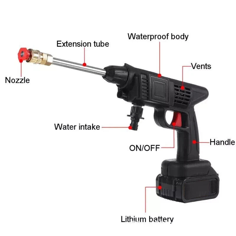 Portable Cordless Car High Pressure Washer Jet Water Wash Cleaner Gun + Battery