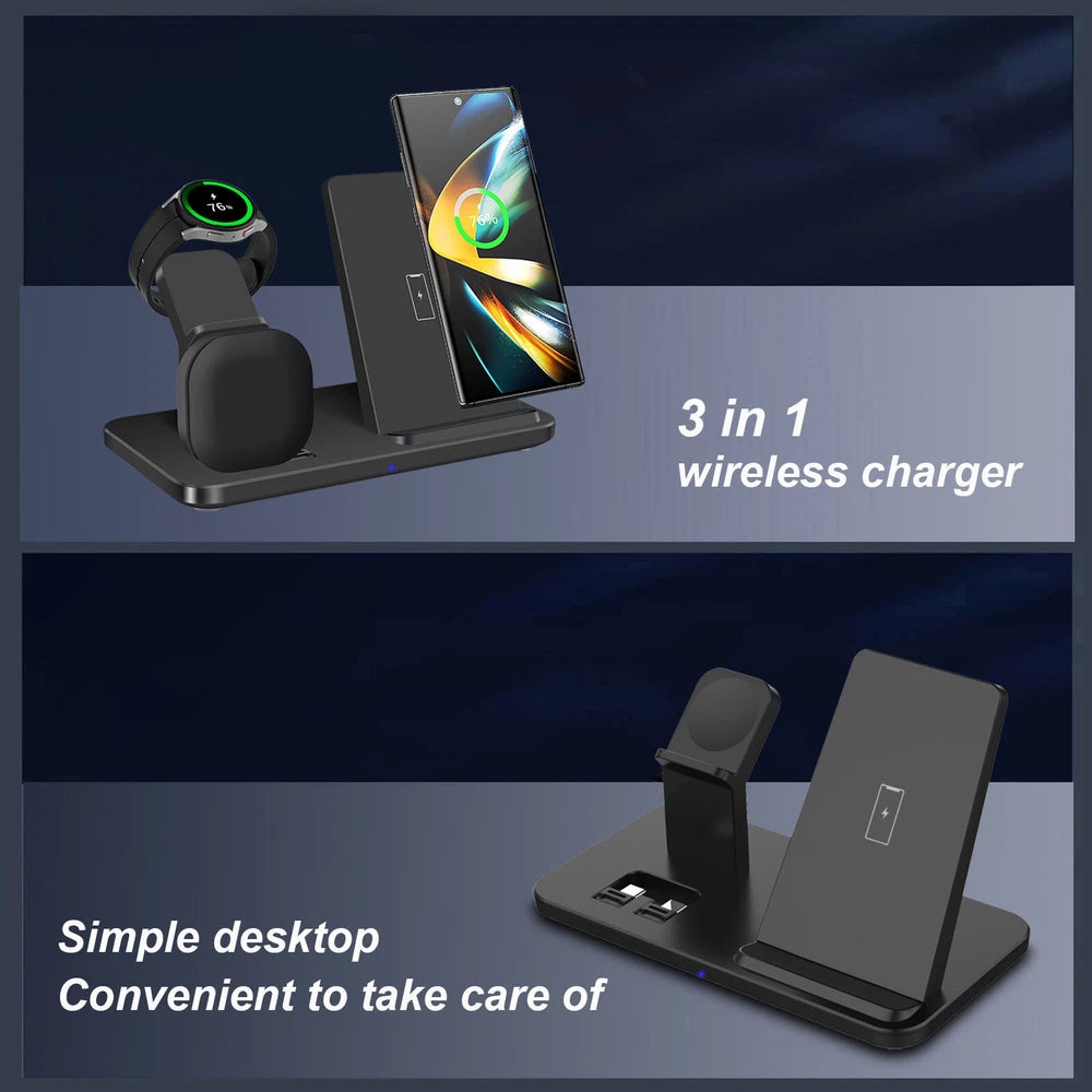 3in1 Fast Wireless Charger Dock Station For Samsung Galaxy S25 S24 Watch 7 6 5 4