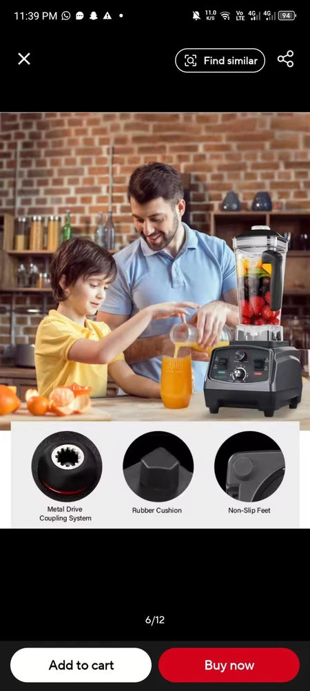 Biolo Mix 3HP 2200W  Heavy Duty  Commercial Grade Timer Blender, 2L Jar