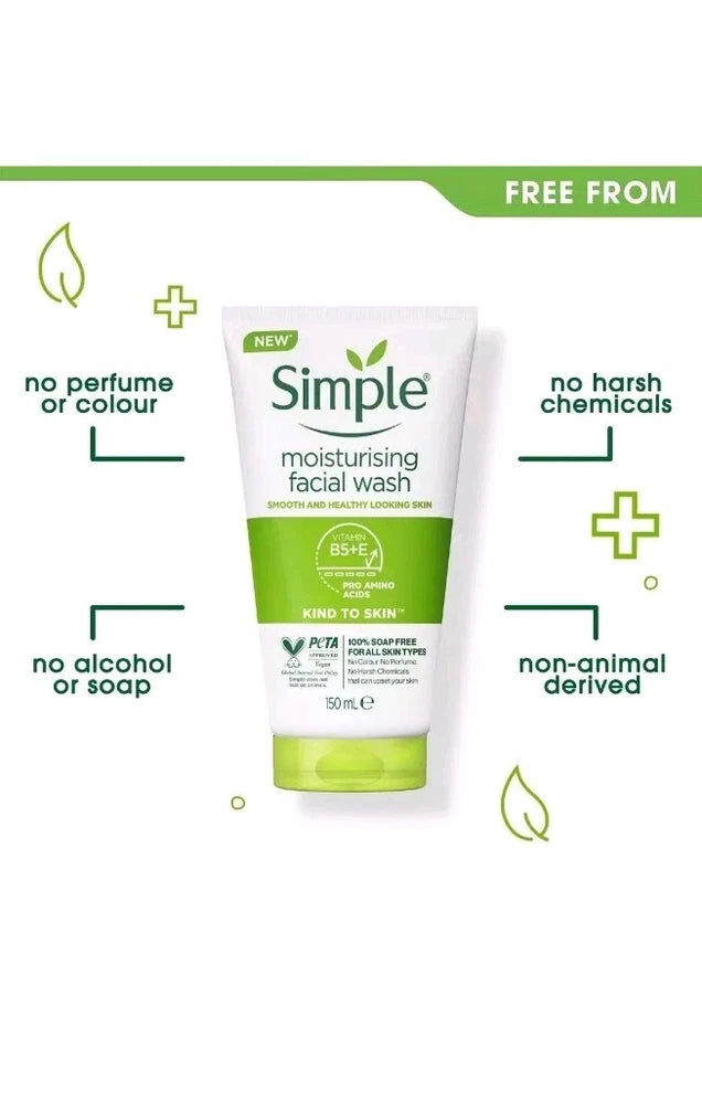 Simple Foaming Face Wash Moisturising 150ml Pack 3 BARGAIN