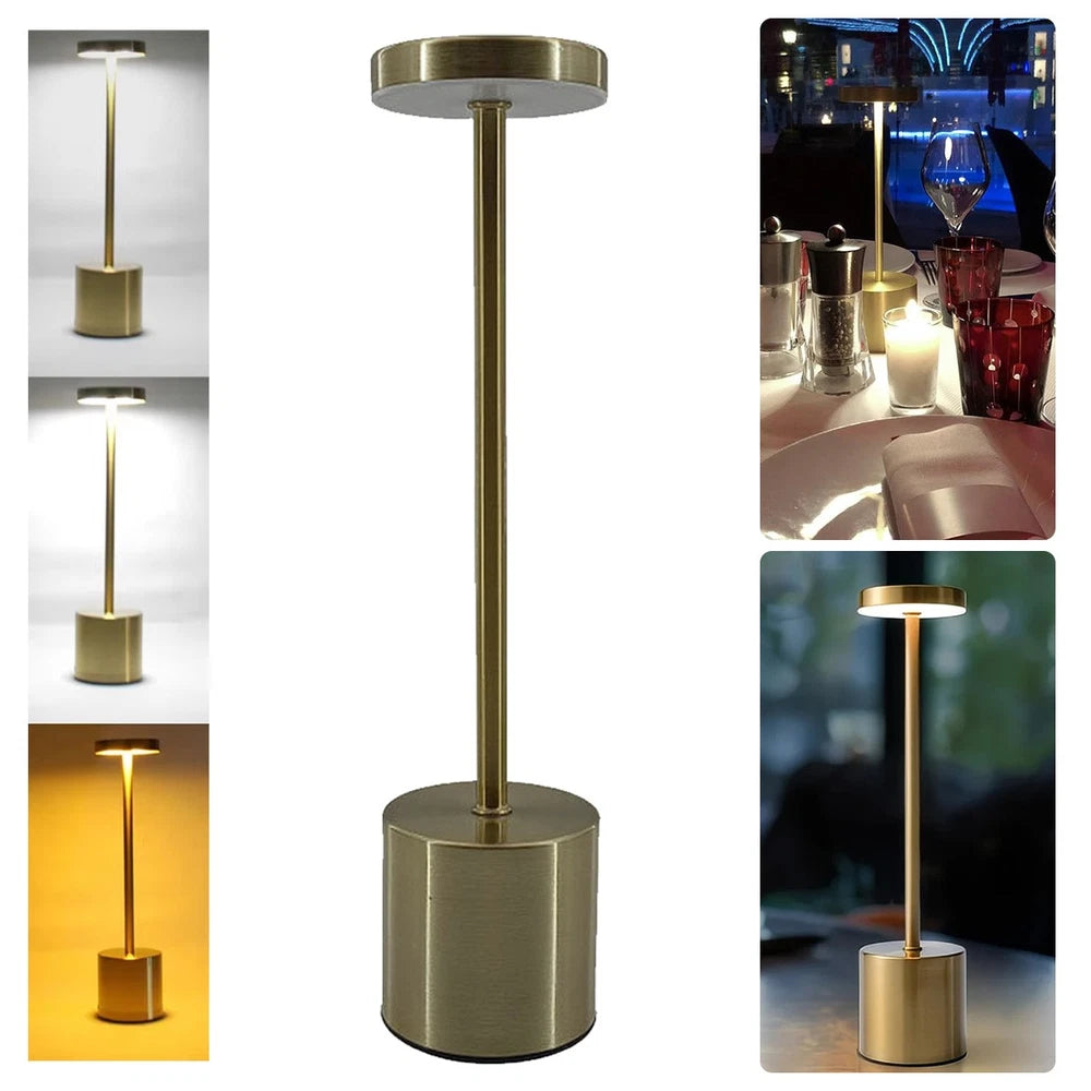 Cordless Rechargeable Metal Table Desk Lamp Touch Control Dimmable Night Light