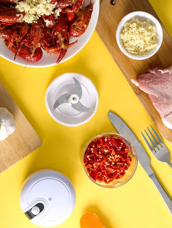 Portable Mini Food Chopper Blender Processor - 250ML - Wireless - USB - 3 Blades