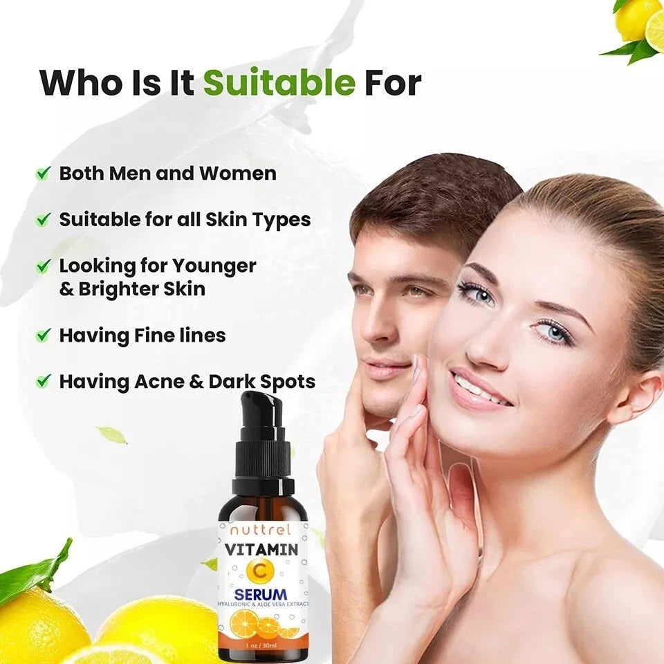 Vitamin C Serum for Face with Hyaluronic Acid Vitamin E Best Skin Anti-Aging 1oz