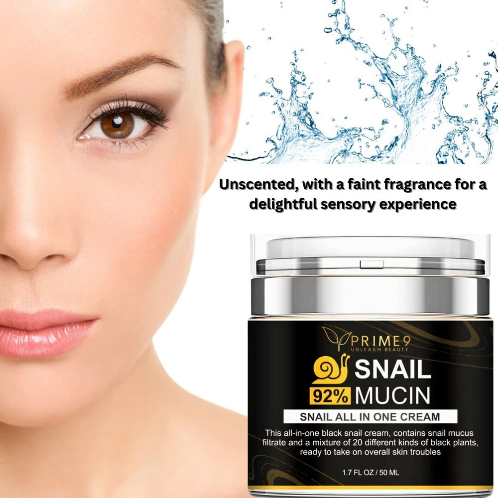 Prime9 Face Moisturiser with Snail Mucin Extract, All in One Snail Repair Cream.