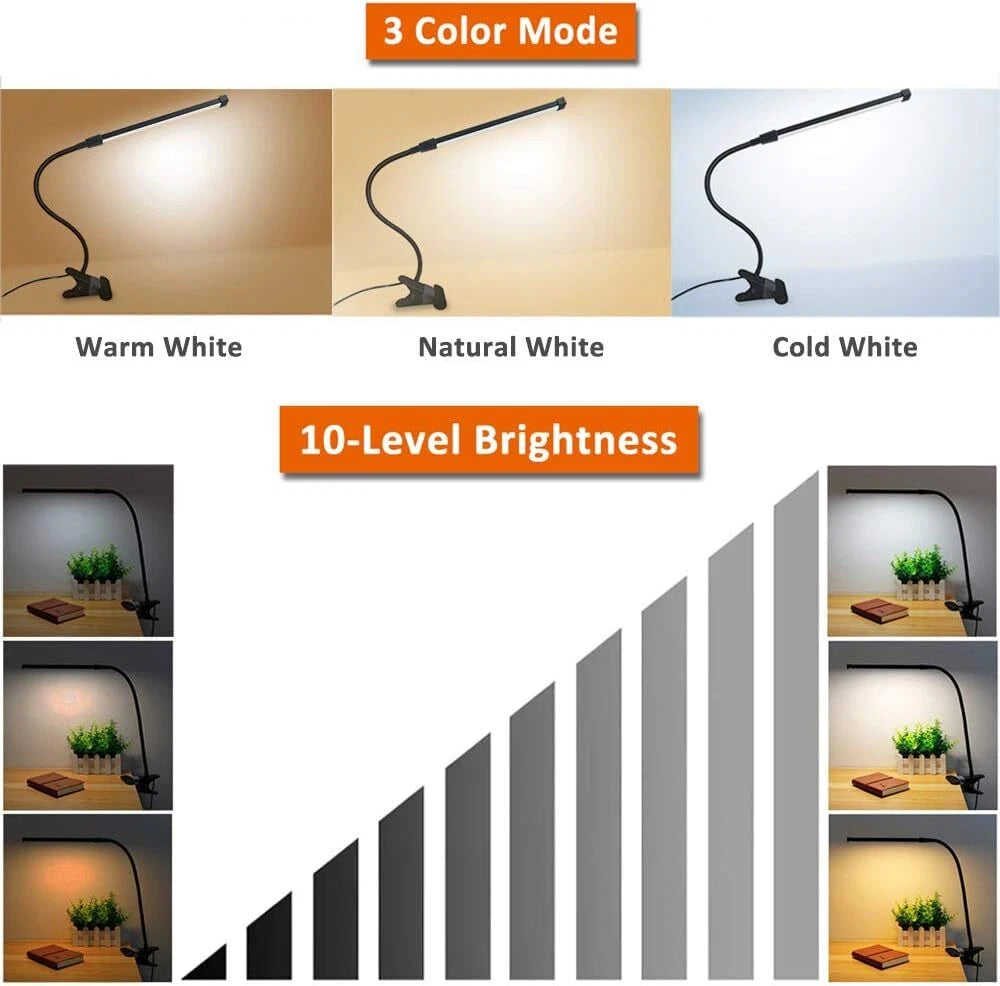 LED USB Clamp Clip On Flexible Desk Light Bed Read Table Night Lamp
