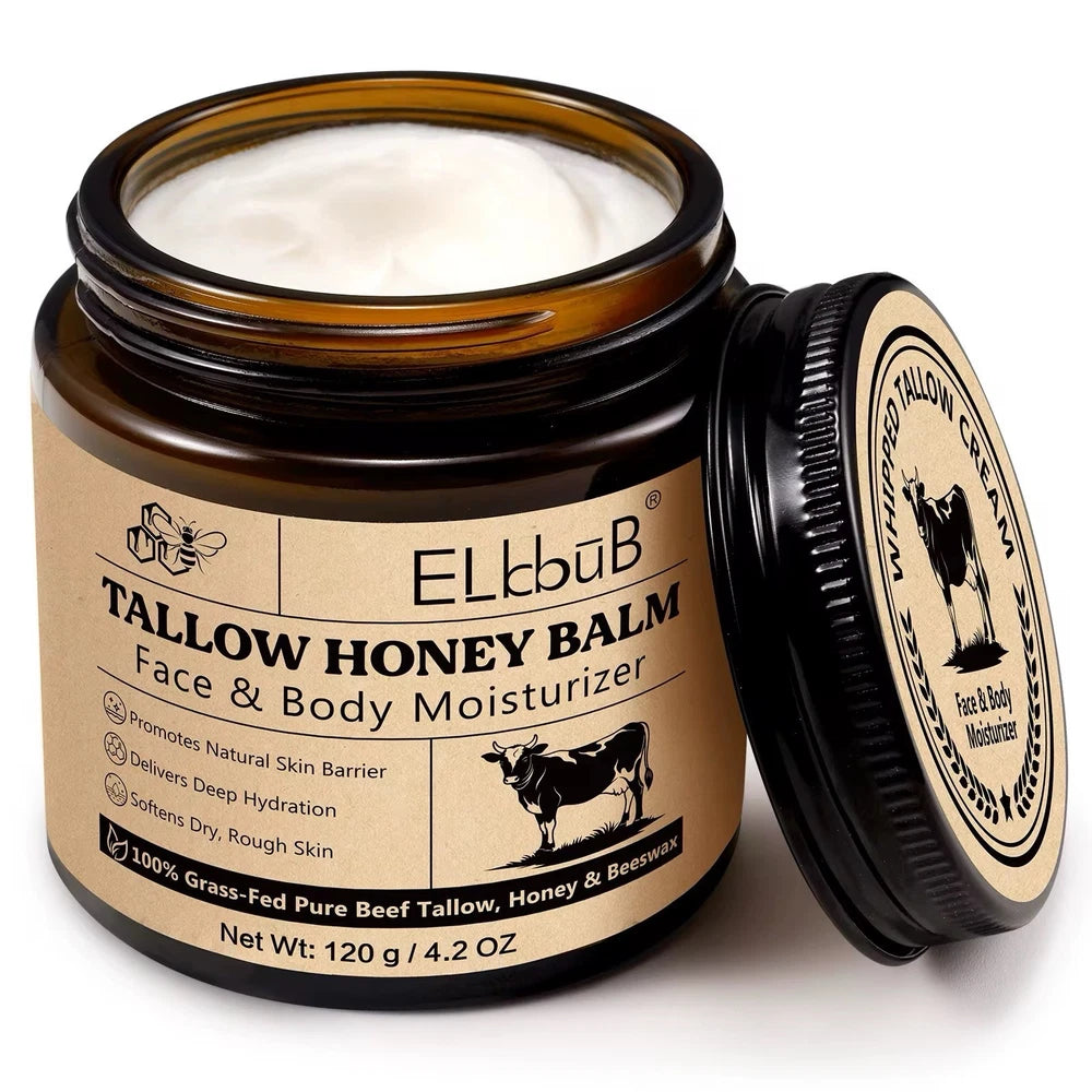 Beef Tallow Skin Care, Beef Tallow and Honey Balm Face Moisturizer, Natural